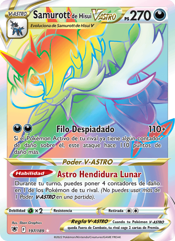 Samurott de Hisui V-ASTRO, carta 197 de Resplandor Astral
