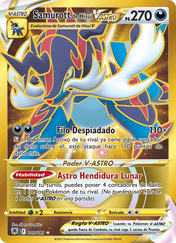 Samurott de Hisui V-ASTRO, carta 209 de Resplandor Astral