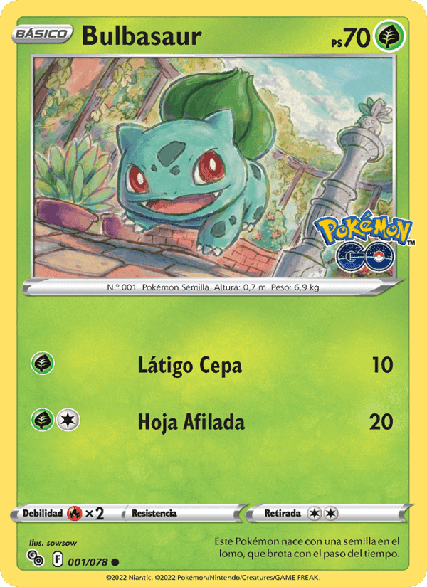 Bulbasaur, carta 001 de Pokémon GO