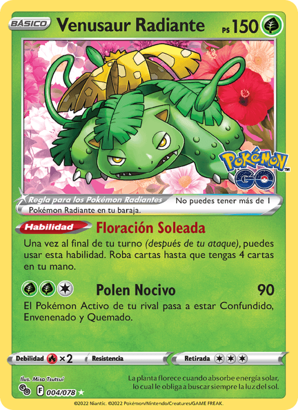 Venusaur Radiante, carta 004 de Pokémon GO