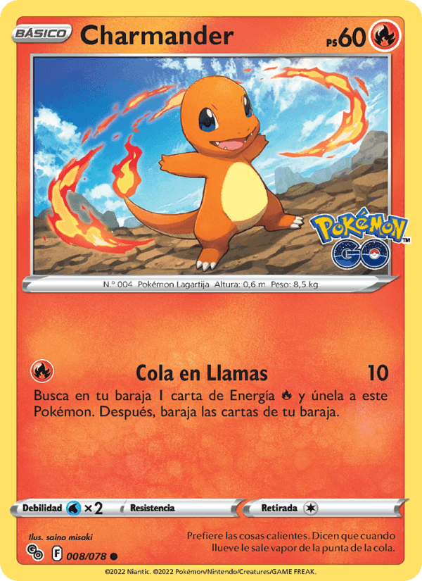 Charmander, carta 008 de Pokémon GO
