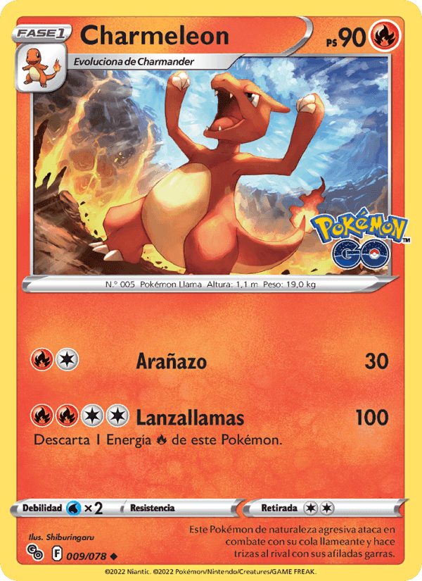 Charmeleon, carta 009 de Pokémon GO