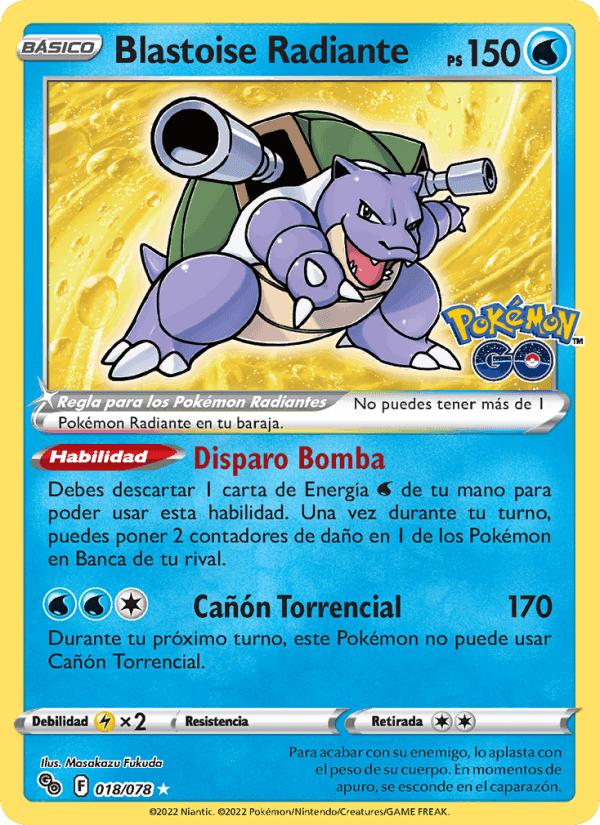 Blastoise Radiante, carta 018 de Pokémon GO