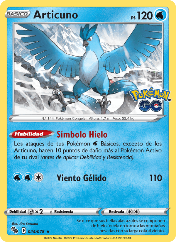 Articuno, carta 024 de Pokémon GO