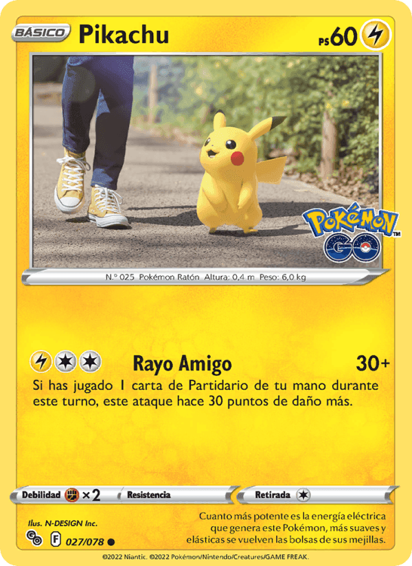 Pikachu, carta 027 de Pokémon GO