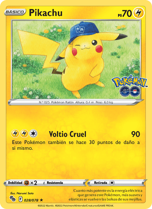 Pikachu, carta 028 de Pokémon GO