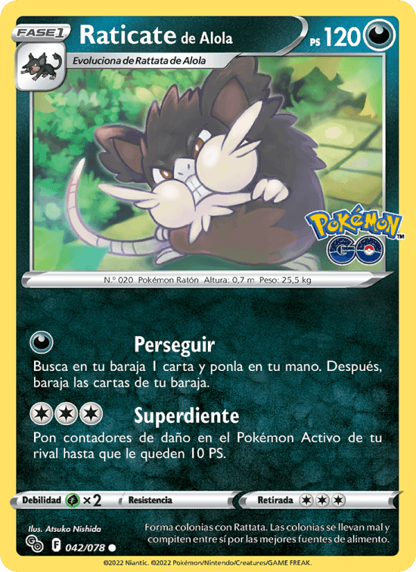 Raticate de Alola, carta 042 de Pokémon GO