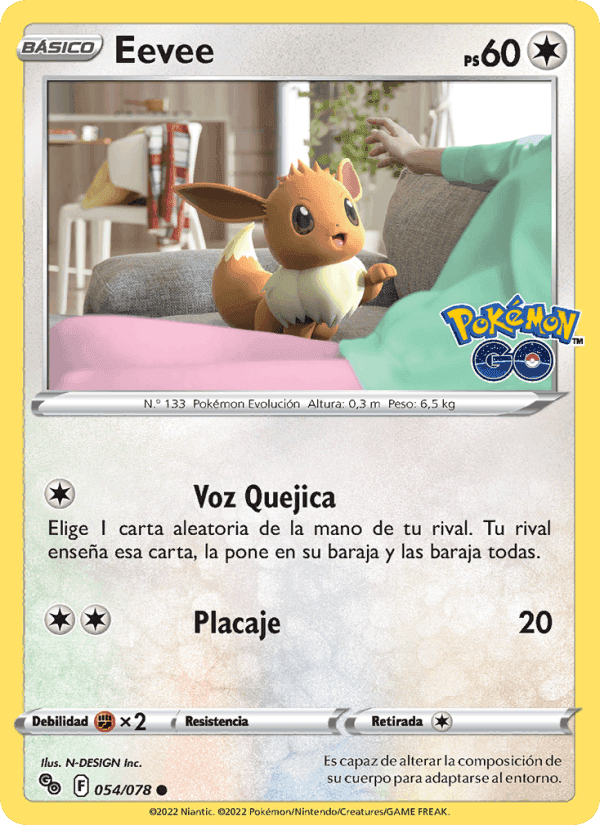 Eevee, carta 054 de Pokémon GO