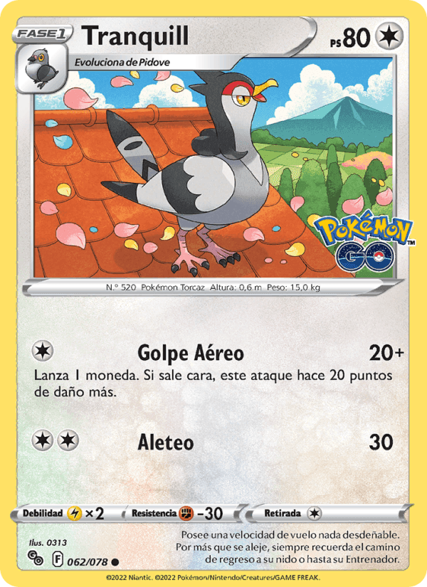 Tranquill, card 062 from Pokémon GO