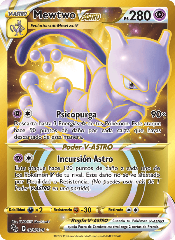 Mewtwo V-ASTRO, carta 086 de Pokémon GO