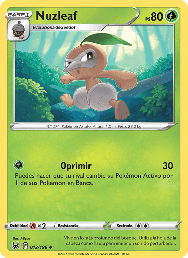 Nuzleaf, carta 012 di Origen Perdido
