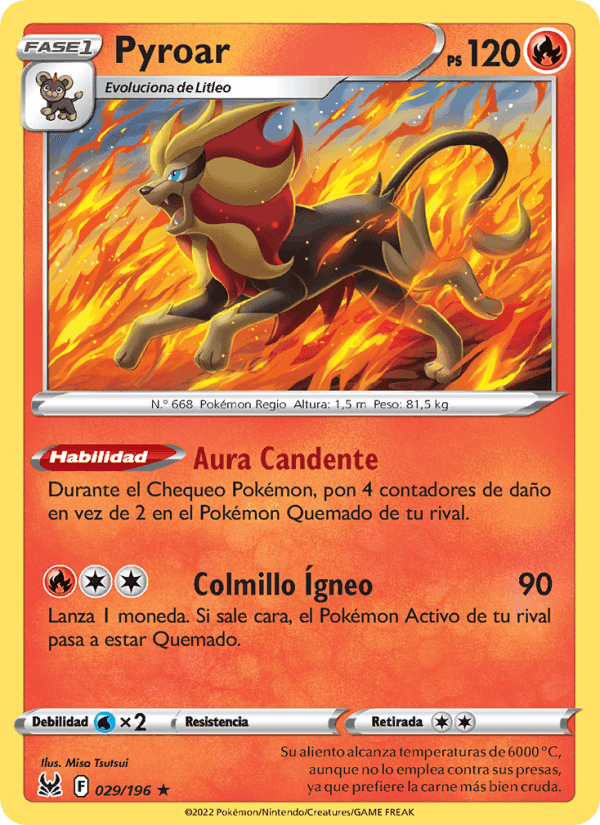 Pyroar, carta 029 de Origen Perdido