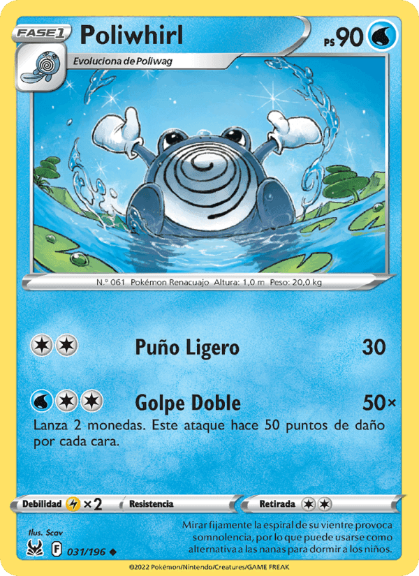 Poliwhirl, card 031 from Origen Perdido