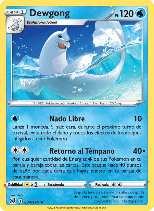 Dewgong, carta 034 di Origen Perdido