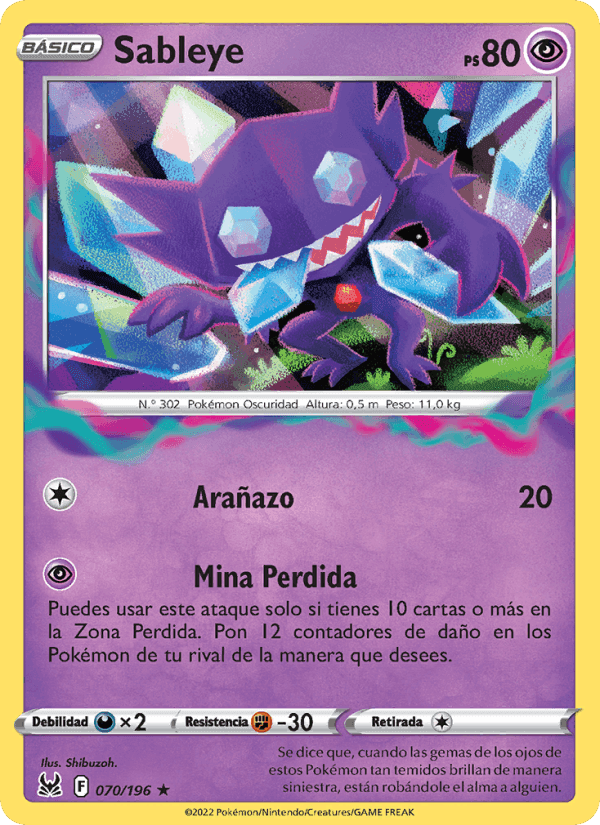Sableye, card 070 from Origen Perdido