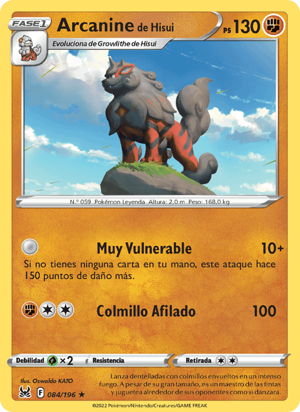 Arcanine de Hisui, carta 084 de Origen Perdido