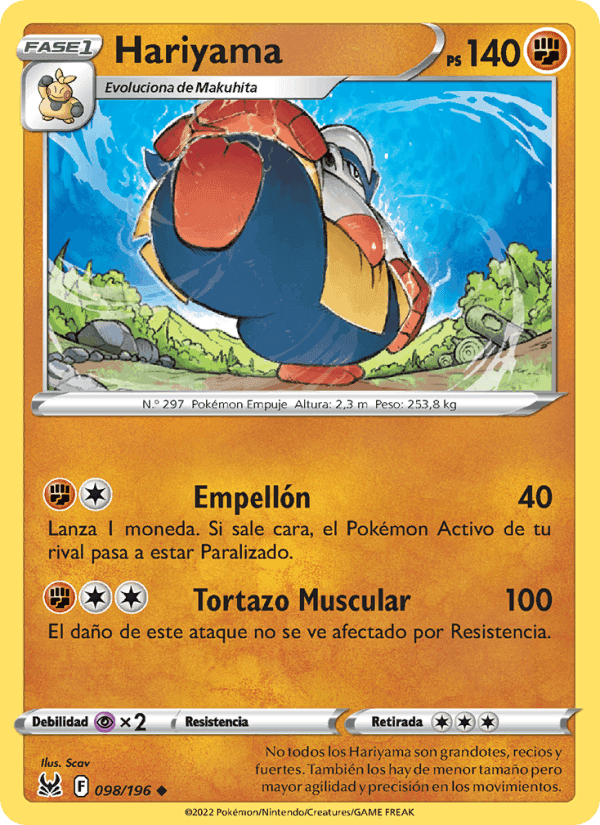 Hariyama, card 098 from Origen Perdido