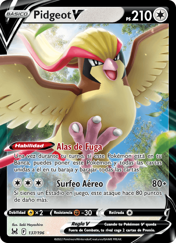 Pidgeot V, carta 137 de Origen Perdido
