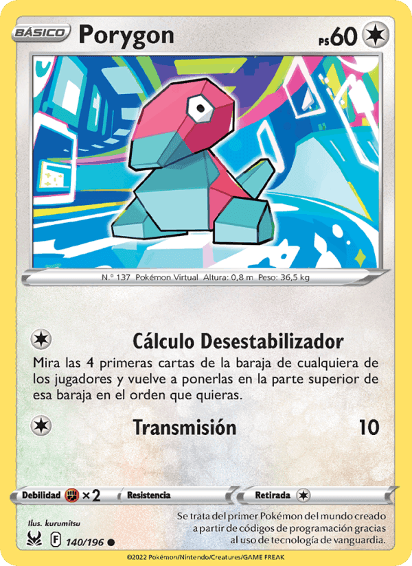 Porygon, card 140 from Origen Perdido