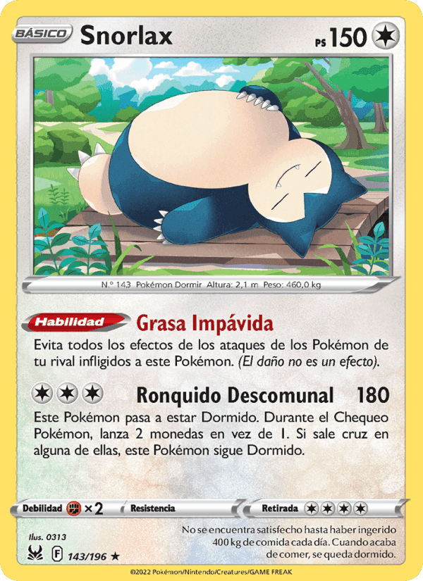 Snorlax, carta 143 de Origen Perdido