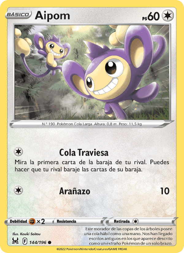 Aipom, card 144 from Origen Perdido