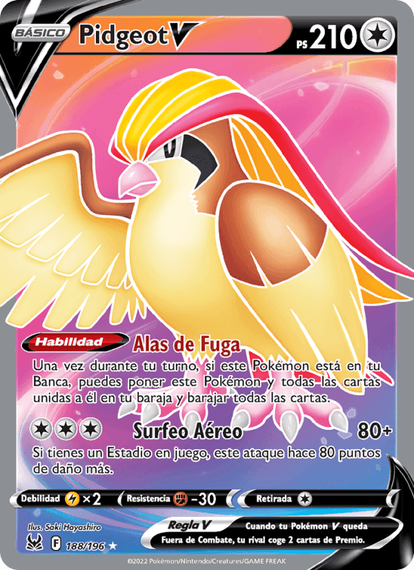 Pidgeot V, carta 188 di Origen Perdido