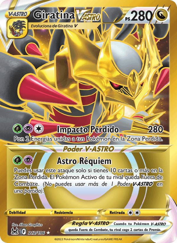 Giratina V-ASTRO, card 212 from Origen Perdido
