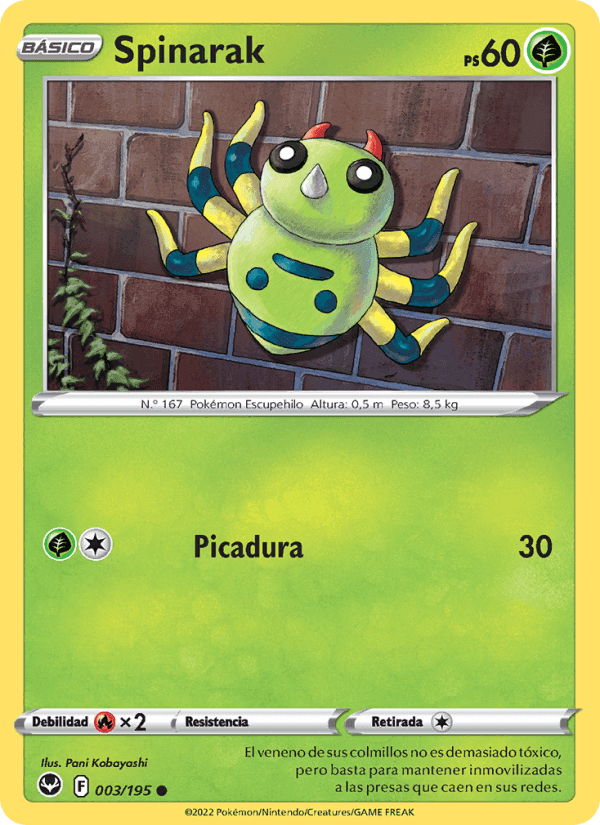 Spinarak, carte 003 de Tempestad Plateada