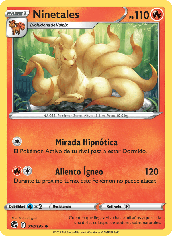 Ninetales, carta 018 de Tempestad Plateada