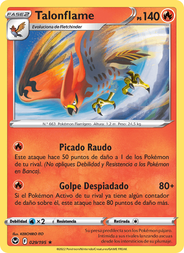 Talonflame, carta 029 de Tempestad Plateada