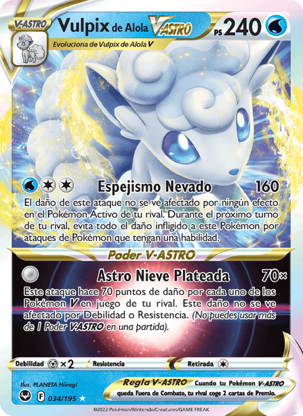 Vulpix de Alola V-ASTRO, carte 034 de Tempestad Plateada