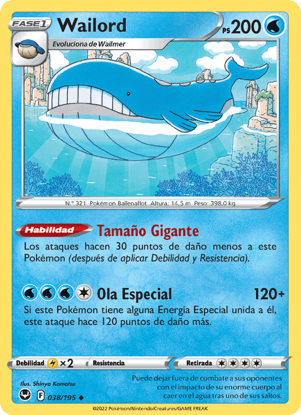 Wailord, carta 038 de Tempestad Plateada