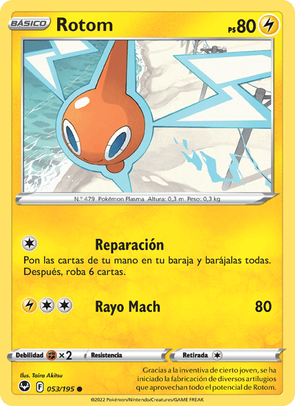 Rotom, carta 053 de Tempestad Plateada