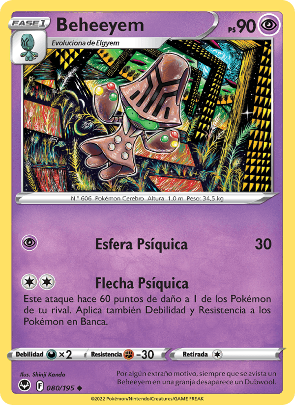 Beheeyem, carta 080 de Tempestad Plateada