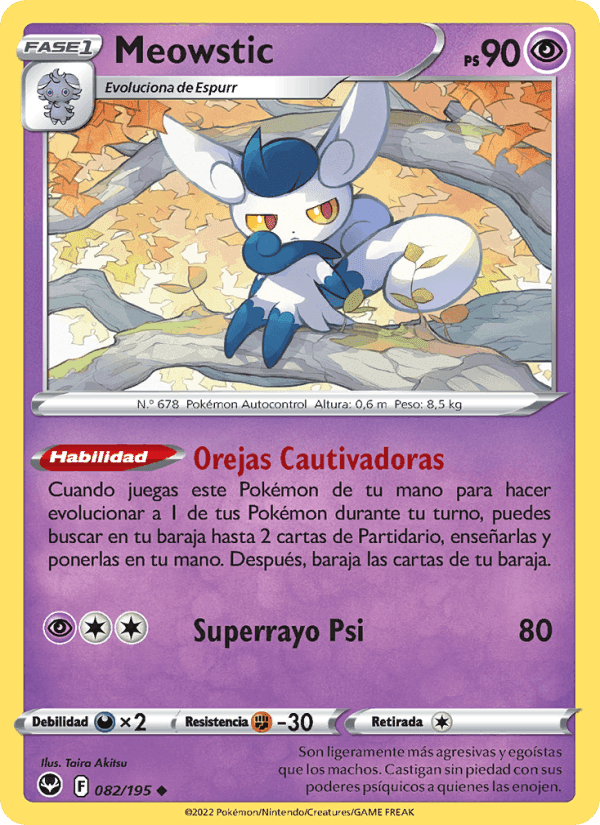 Meowstic, carta 082 de Tempestad Plateada