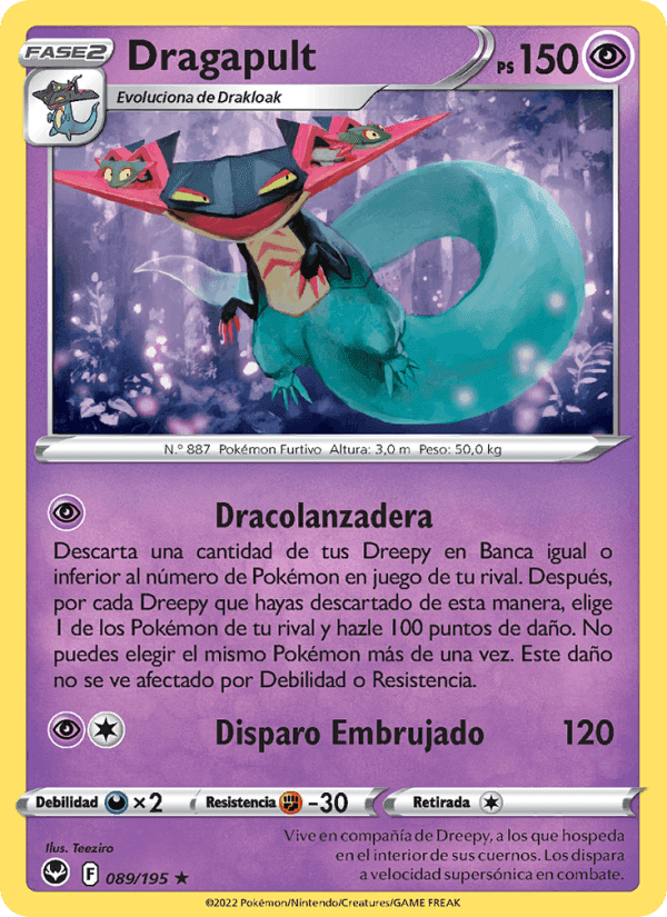 Dragapult, card 089 from Tempestad Plateada