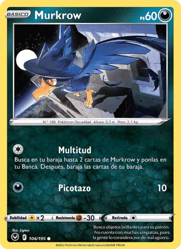 Murkrow, carta 106 di Tempestad Plateada