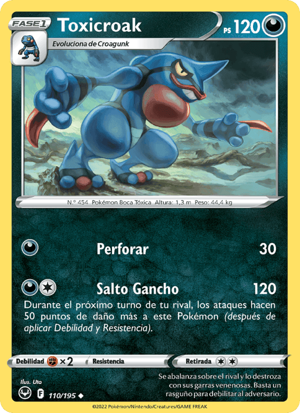 Toxicroak, card 110 from Tempestad Plateada