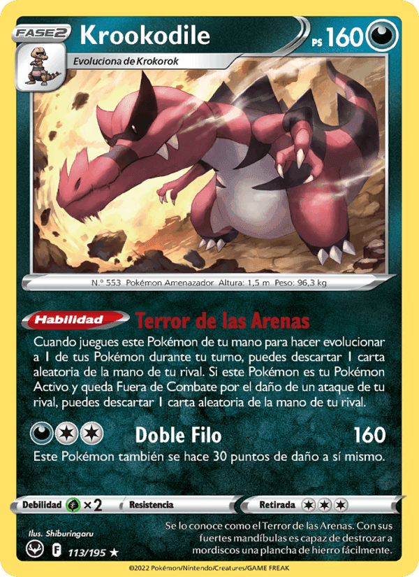 Krookodile, carta 113 de Tempestad Plateada