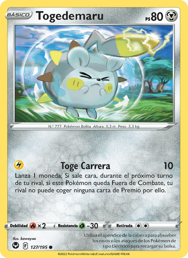 Togedemaru, card 127 from Tempestad Plateada