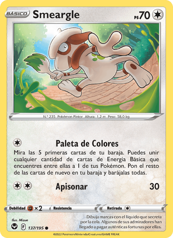 Smeargle, carta 137 de Tempestad Plateada