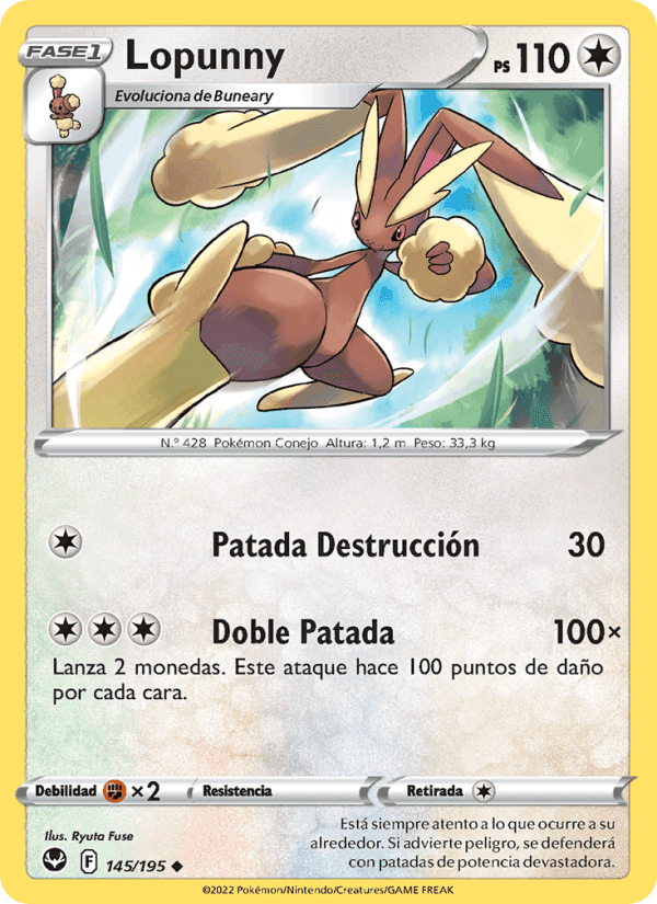 Lopunny, card 145 from Tempestad Plateada