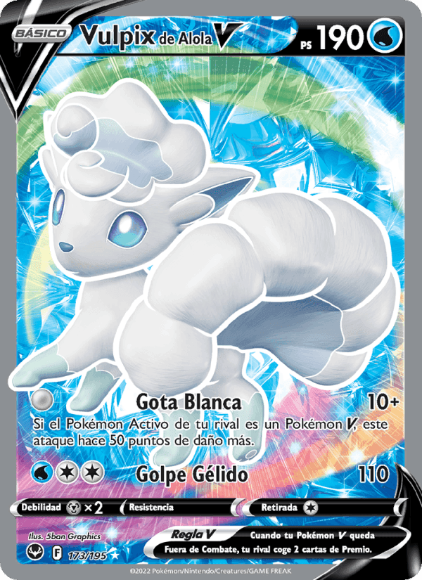 Vulpix de Alola V, carta 173 de Tempestad Plateada