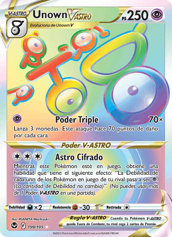 Unown V-ASTRO, carta 199 de Tempestad Plateada