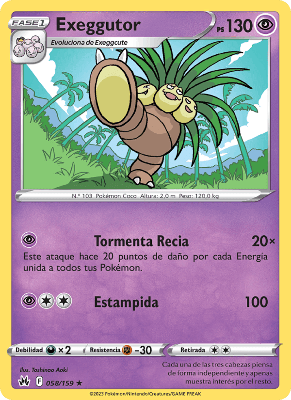 Exeggutor, carta 058 de Cenit Supremo
