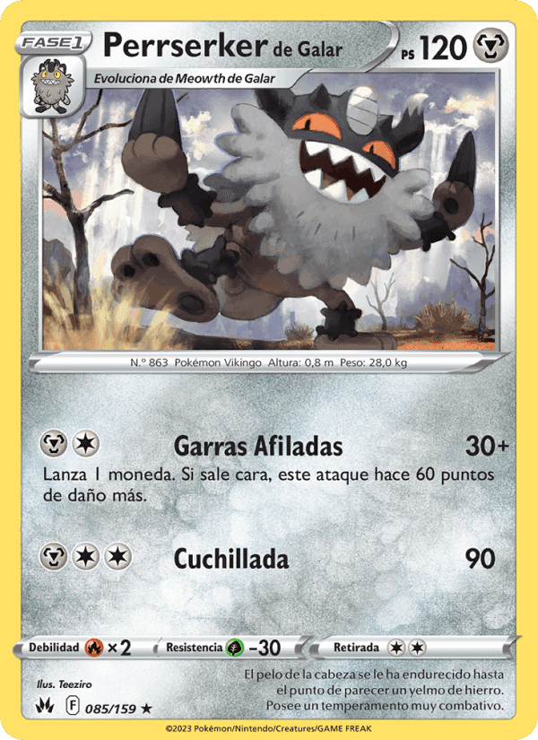 Perrserker de Galar, card 085 from Cenit Supremo