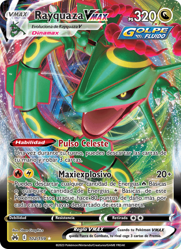 Rayquaza VMAX, card 102 from Cenit Supremo