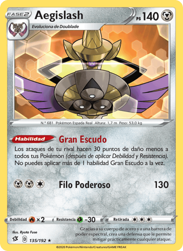 Aegislash, carta 135 de Choque Rebelde