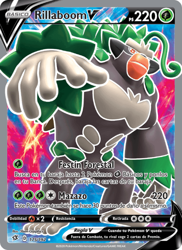 Rillaboom V, card 175 from Choque Rebelde