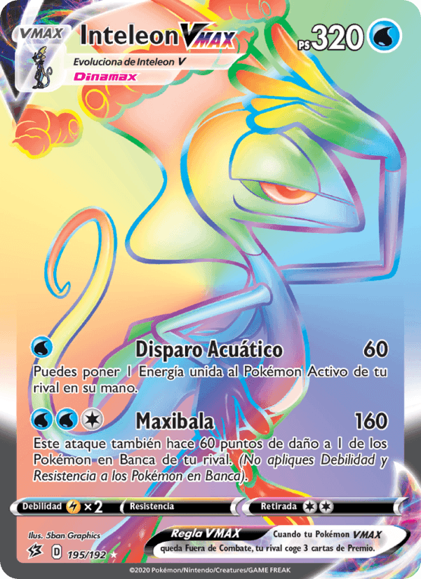 Inteleon VMAX, card 195 from Choque Rebelde